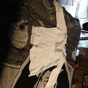 White. Cotton crepe. Long sleeve shirt